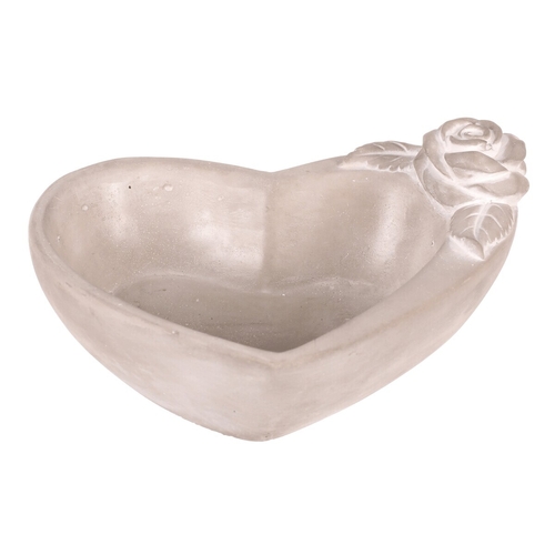 Obal na květiny - srdce s růží, beton, šedý