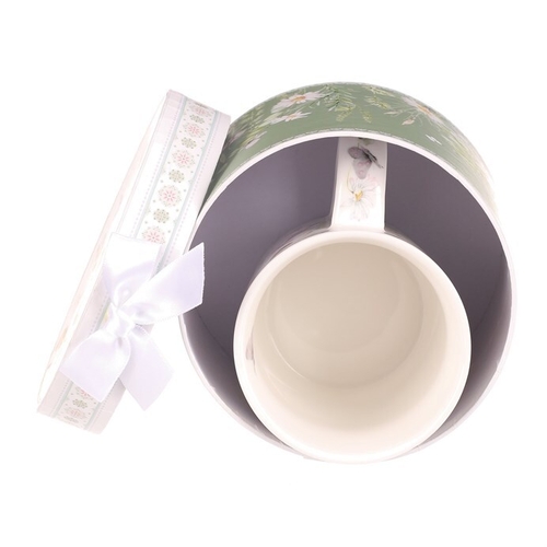 Hrnek malovaný - porcelán, dárková dóza, motiv rozkvetlé louky