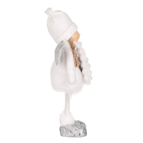 Anděl se srdcem - látková figurka, bílá barva