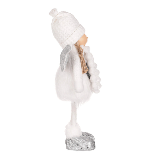 Anděl se srdcem - látková figurka, bílá barva