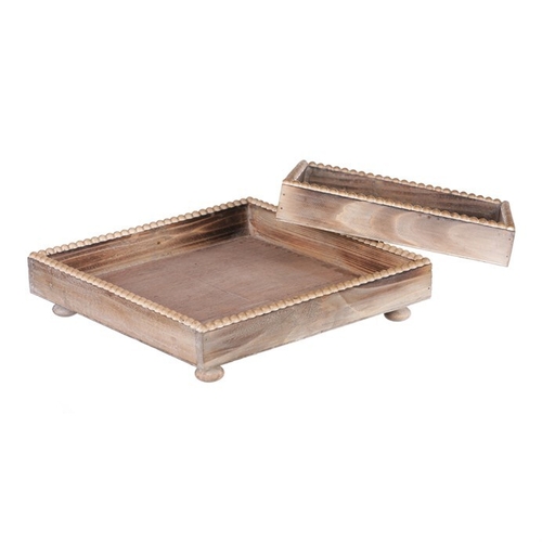 Tác dřevěný - tvar čtverec, přírodní barva, cena za sadu 2 ks