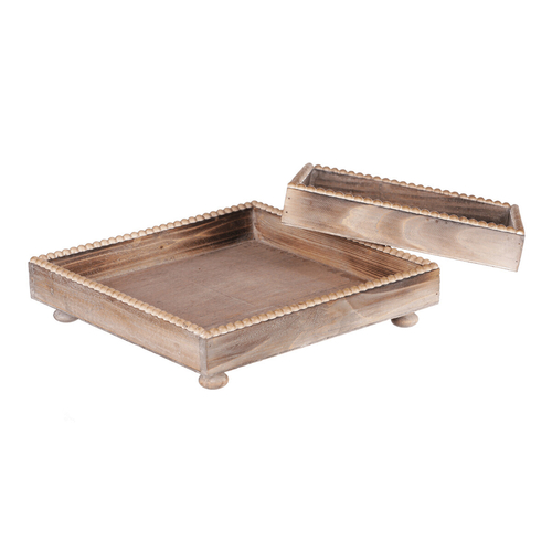 Tác dřevěný - tvar čtverec, přírodní barva, cena za sadu 2 ks