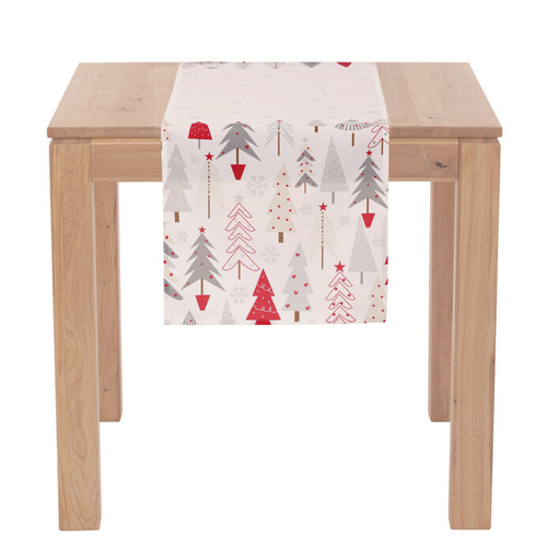 Ubrus - běhoun, vánoční stromky, 100% polyester, 40 x 150 cm