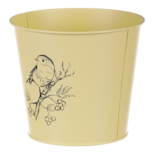 Obal kovový - motiv ptáčka, barva žlutá