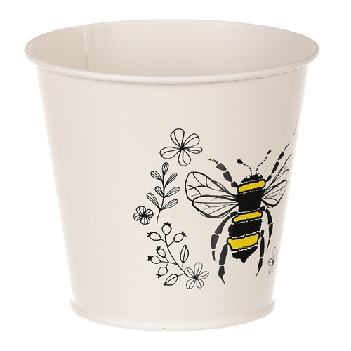 Obal kovový - motiv včelky, barva krémová