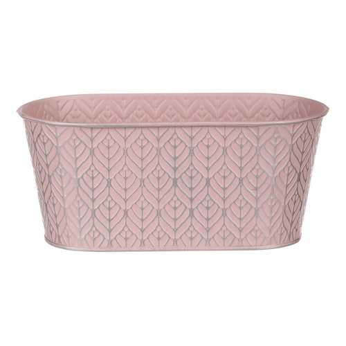 Obal kovový - truhlík, stříbrný vzor, barva růžová