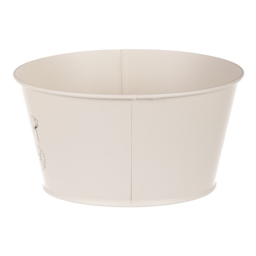 Obal kovový - nízký, motiv kvetoucího máku, krémový