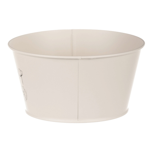 Obal kovový - nízký, motiv kvetoucího máku, krémový