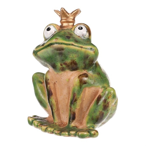 Žába s korunkou - keramická figurka, vel. S, zelená