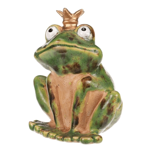 Žába s korunkou - keramická figurka, vel. S, zelená