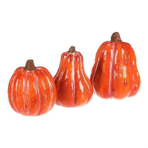 Dýně keramická - mix 3 druhů, oranžová, cena za balení (3 ks)
