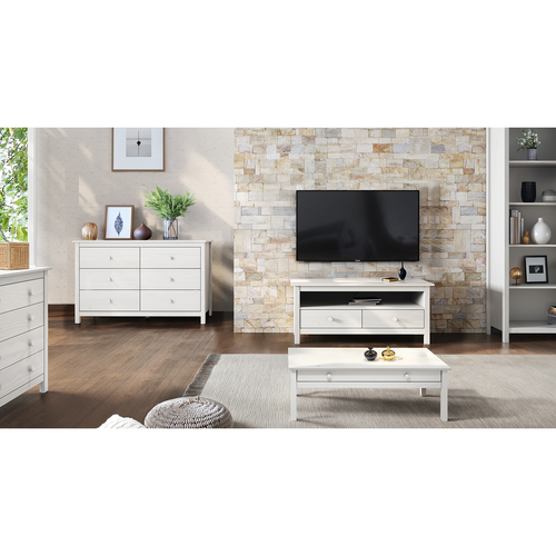 TV stolek 2 zásuvky TORINO bílý