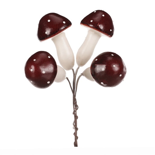 Houby na drátku, barva bordó, cena za balení (24 ks)