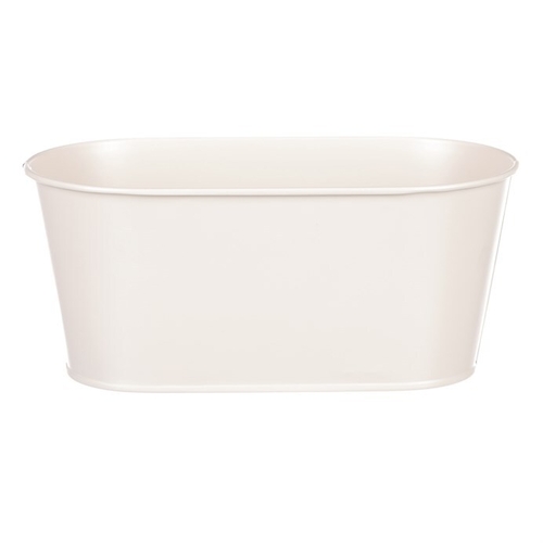 Obal kovový - truhlík s kopretinami, barva krémová