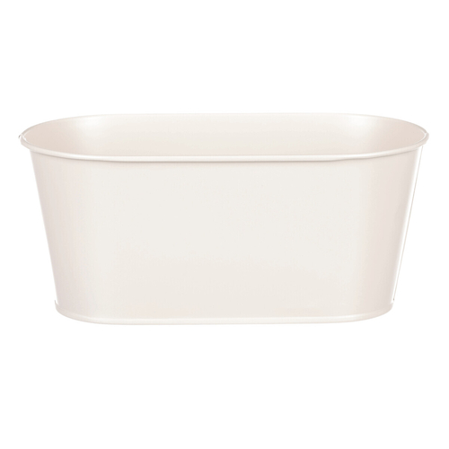 Obal kovový - truhlík s kopretinami, barva krémová