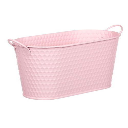 Obal kovový - truhlík, v růžové barvě