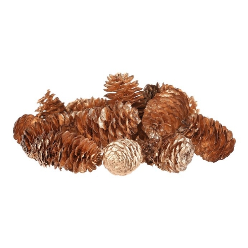 Šišky - pravé smrkové, zlatě barvené, cena za balení (18 ks)