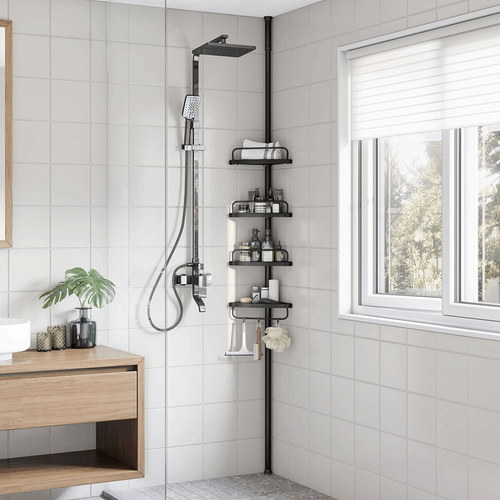 Koupelnová police, plast, černá, AKP-E1001 BK