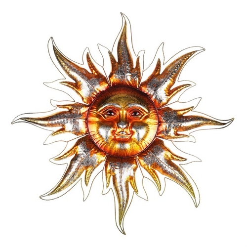 Slunce - kovová nástěnná dekorace, měděno-zlatá