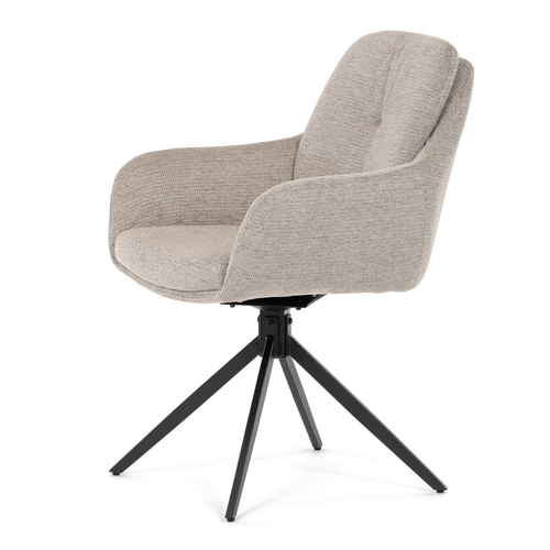Jídelní židle otočná 180°, béžová, látka, DCH-P3174 LAN2