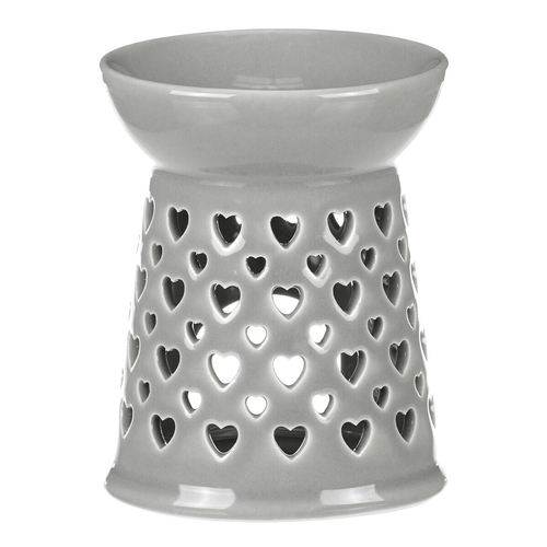 Aromalampa - porcelánová, se srdíčky, barva šedá