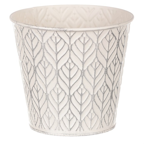 Obal kovový - kulatý, stříbrný vzor, barva krémová