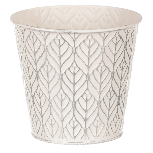 Obal kovový - kulatý, stříbrný vzor, barva krémová