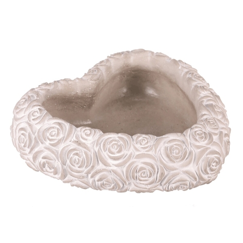 Obal na květiny - srdce s růžemi, beton, šedý