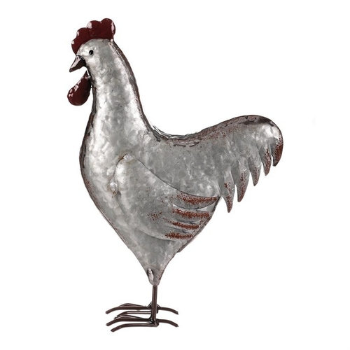 Kohout - kovová dekorace, barva stříbrná