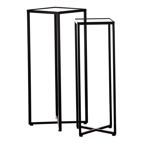 Stojan na květiny -  kovové rámy, skleněná deska, cena za sadu 2 ks