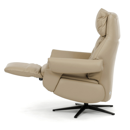 Relaxační křeslo, elektrické zabudované ovládání, béžová, kůže, TV-B3980 CRM3