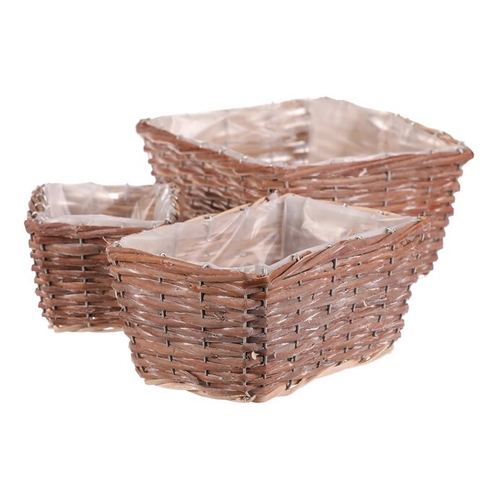 Obal proutěný - hranatý, přírodní, cena za sadu 3 ks