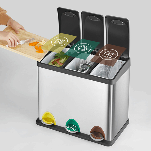 Koš na odpadky, plast, stříbrná, AUK-E1124 CR