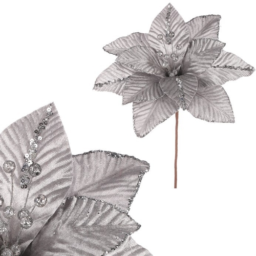 Vánoční růže - sametový květ, barva stříbrná