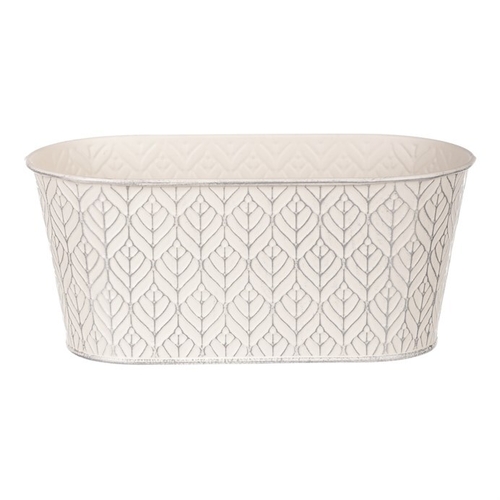 Obal kovový - truhlík, stříbrný vzor, barva krémová