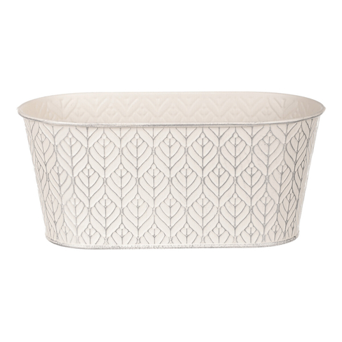 Obal kovový - truhlík, stříbrný vzor, barva krémová