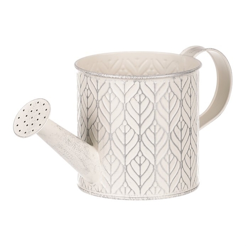 Obal kovový - tvar konve, stříbrný vzor, barva krémová