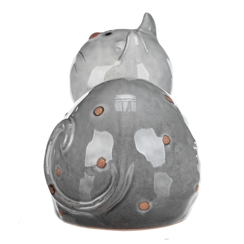Kočka - keramická figurka, ležící, vel. L, šedá