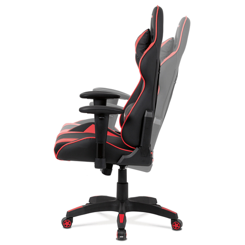 Herní křeslo, houpací mechanismus, červená ekokůže, KA-F03 RED