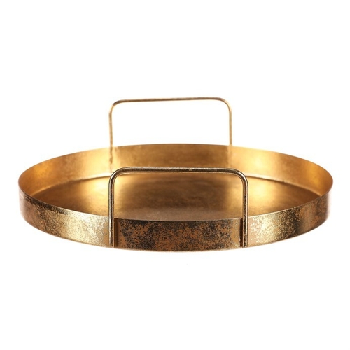 Tác kovový s uchy - kulatý tvar, barva zlatá