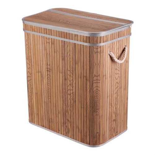 Koš prádelní - bambusový, s víkem, šedo-hnědý