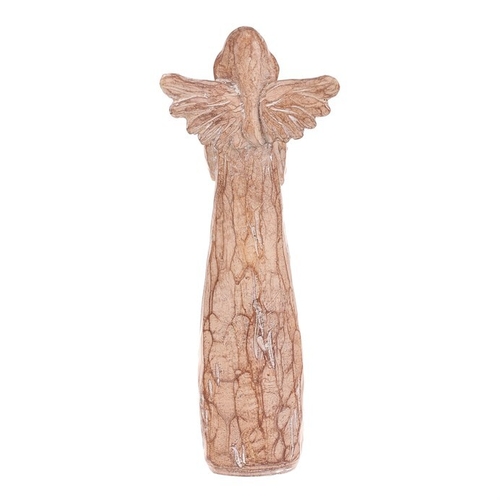 Anděl se srdcem - 18 cm, polyresin, imitace dřeva