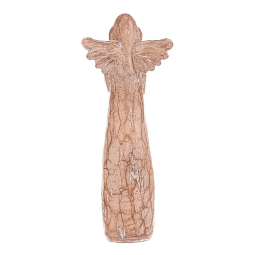 Anděl se srdcem - 18 cm, polyresin, imitace dřeva