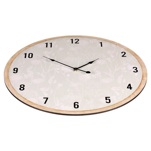 Hodiny nástěnné - pr. 58 cm, MDF, jemný květinový vzor