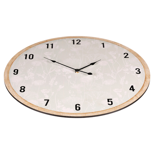Hodiny nástěnné - pr. 58 cm, MDF, jemný květinový vzor
