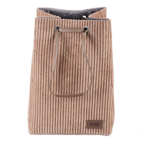 Koš prádelní - manšestr, stahovací, hnědý