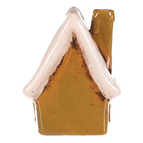 Domeček keramický - LED osvětlení, zelený s bílou střechou