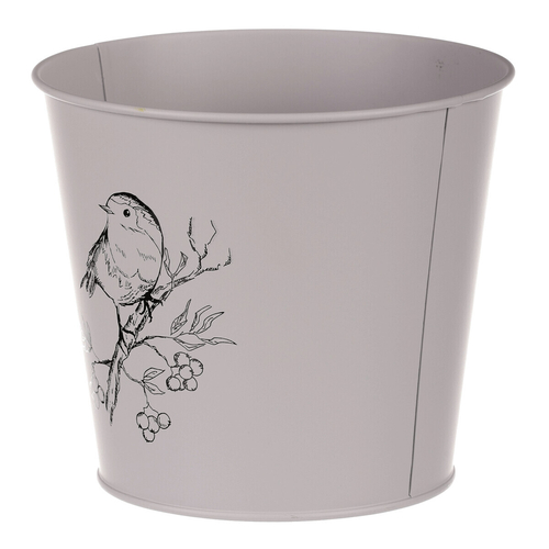 Obal kovový - motiv ptáčka, barva šedá