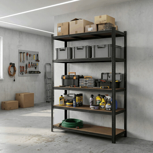 Regál, kov, černá, AUR-G2120 BK