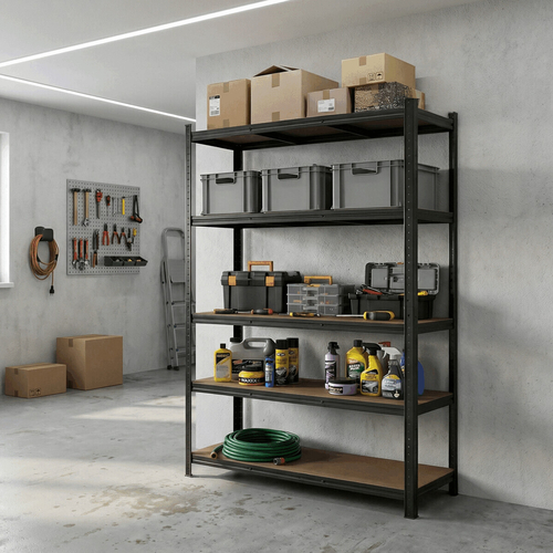 Regál, kov, černá, AUR-G2120 BK